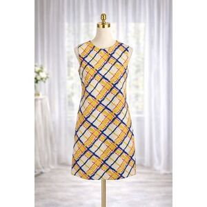 New J Mclaughlin Sheath Dress Catalina Cloth Stretch Sleeveless Yellow Size S